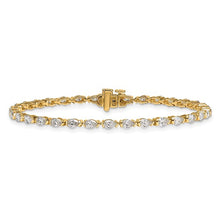 Load image into Gallery viewer, MELANIA ll - Pear Diamond Half Bezel Set Tennis Bracelet Petite