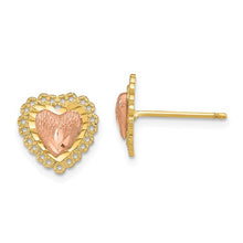 Load image into Gallery viewer, MARGOT - Two-Tone Diamond-cut Heart Earrings