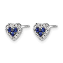 Load image into Gallery viewer, MARINE Sapphire and Diamond Heart Earrings
