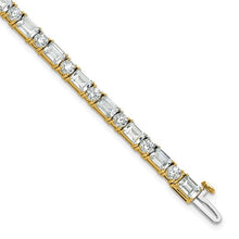 Load image into Gallery viewer, ELVANA - Emerald and Round Diamond Tennis Bracelet