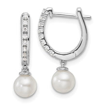 Load image into Gallery viewer, ANTOINETTE - Diamond Hoop Pearl Drop Earrings