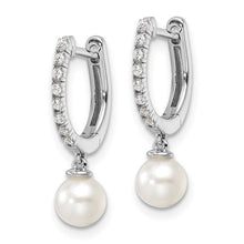 Load image into Gallery viewer, ANTOINETTE - Diamond Hoop Pearl Drop Earrings