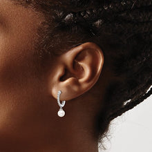 Load image into Gallery viewer, ANTOINETTE - Diamond Hoop Pearl Drop Earrings
