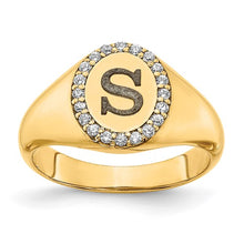 Load image into Gallery viewer, DUSTIN - Oval Initial Diamond Signet Ring