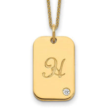 Load image into Gallery viewer, HEAVEN - Initial Dog Tag With Diamond Charm Necklace