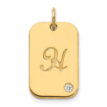 Load image into Gallery viewer, HEAVEN - Initial Dog Tag With Diamond Charm Necklace