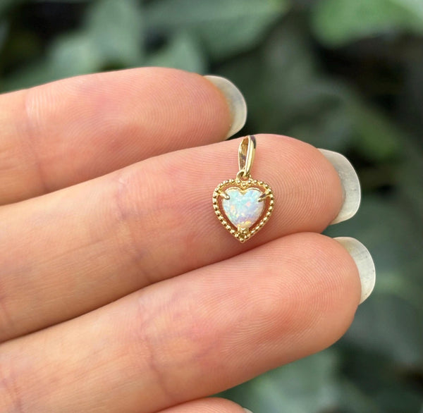CHARLIE - Opal Heart Pendant Necklace