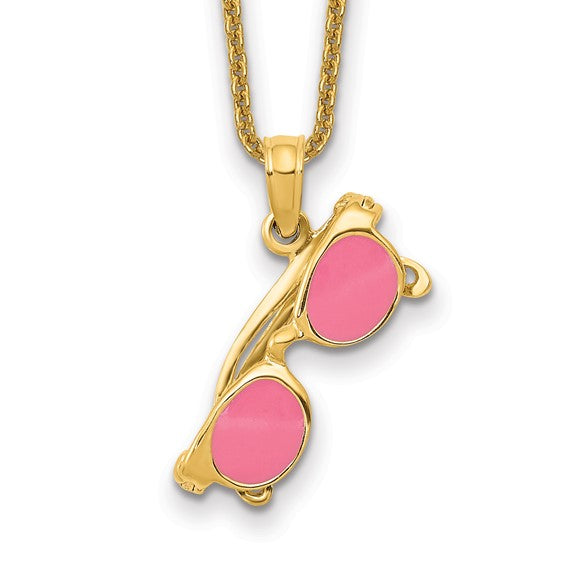 ALBINA - The Pink Enameled Sunglasses Charm Necklace
