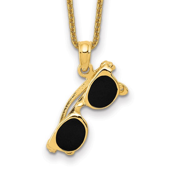 CLAUDIA - The Black Enameled Sunglasses Charm Necklace