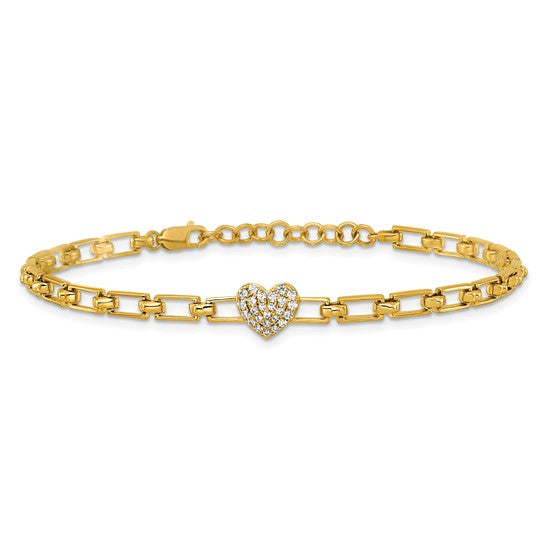 JEANETTE - Diamond Heart Cluster Link Bracelet