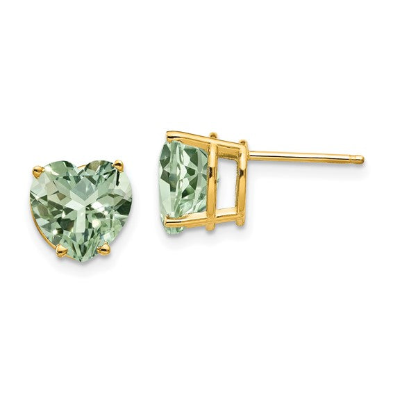 JEANINE - Green Gemstone Heart Earrings