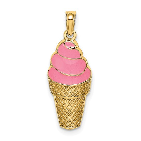 ISABELLA - Ice Cream Charm Necklace Strawberry Enameled