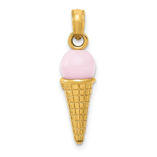 LUCIANA - The Pink Quartz Ice Cream Cone Charm Necklace