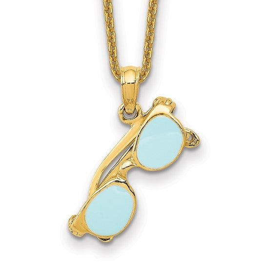 LULJETA - Sunglasses Charm Necklace Aqua Enameled