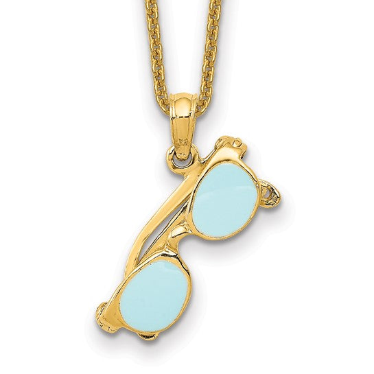 LULJETA - The Aqua Enameled Sunglasses Charm Necklace