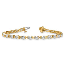 Load image into Gallery viewer, MELANIA - Pear Diamond Half Bezel Set Tennis Bracelet
