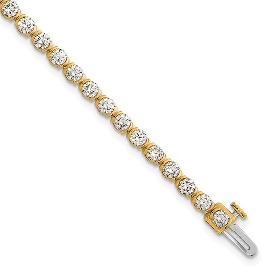 NICOLINA - Round Diamond Half Bezel Set Tennis Bracelet