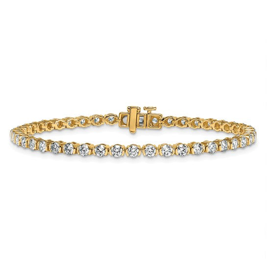 NICOLINA - Round Diamond Half Bezel Set Tennis Bracelet