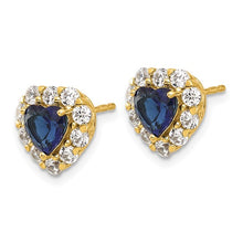 Load image into Gallery viewer, ELEA - Diamond and Sapphire Halo Heart Earrings

