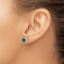Load image into Gallery viewer, ELEA - Diamond and Sapphire Halo Heart Earrings
