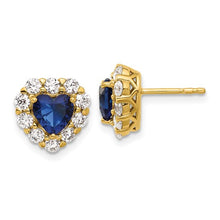 Load image into Gallery viewer, ELEA - Diamond and Sapphire Halo Heart Earrings
