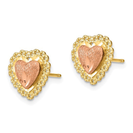 MARGOT - Two-Tone Diamond-cut Heart Earrings