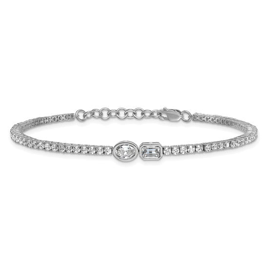 SABRINA - Oval and Emerald Diamond Tennis Bracelet