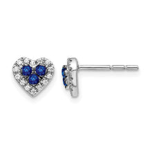 Load image into Gallery viewer, MARINE Sapphire and Diamond Heart Earrings
