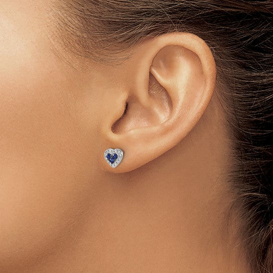 MARINE Sapphire and Diamond Heart Earrings