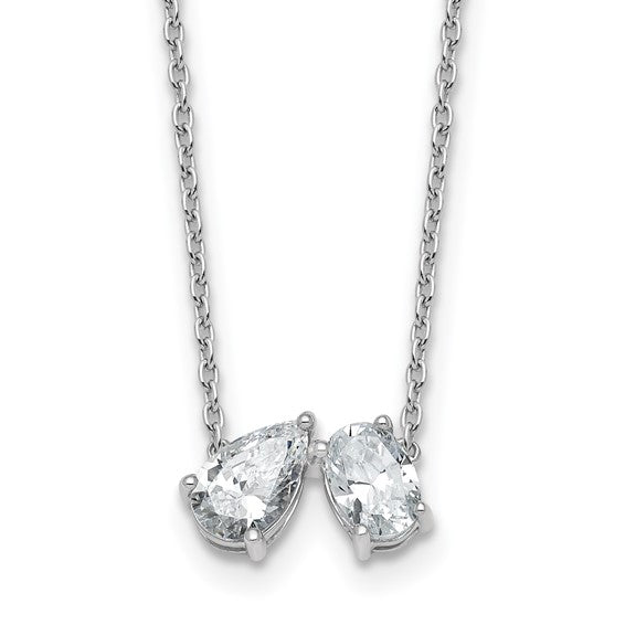 JACQUELINE - Two-Stone Pear and Oval Diamond Necklace