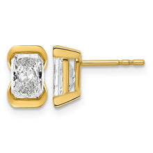 Load image into Gallery viewer, VITTORIA - Half Bezel Emerald Diamond Stud Earrings
