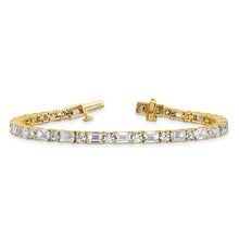 Load image into Gallery viewer, ELVANA - Emerald and Round Diamond Tennis Bracelet
