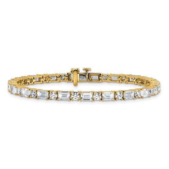 ELVANA - Emerald and Round Diamond Tennis Bracelet