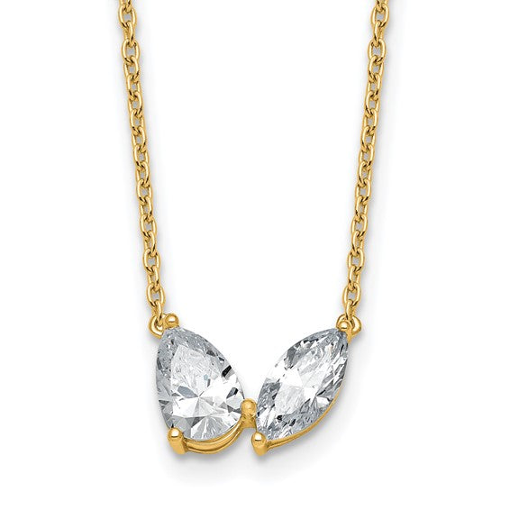 JACQUELINE - Two-Stone Pear and Marquise Diamond Necklace III