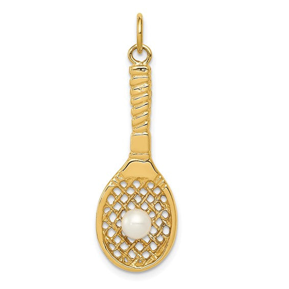 PERLA -Tennis Racket With Pearl Charm Pendant Necklace