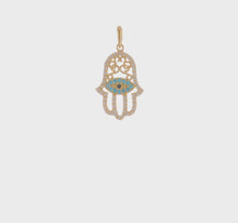 Load and play video in Gallery viewer, CLARA - Hamsa Evil Eye Pendant Necklace
