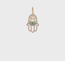 Load and play video in Gallery viewer, CLARA - The Hamsa Evil Eye Pendant Necklace
