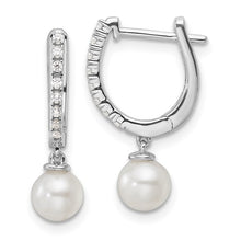 Load image into Gallery viewer, ANTOINETTE - The Diamond Drop Pearl Hoop Earrings
