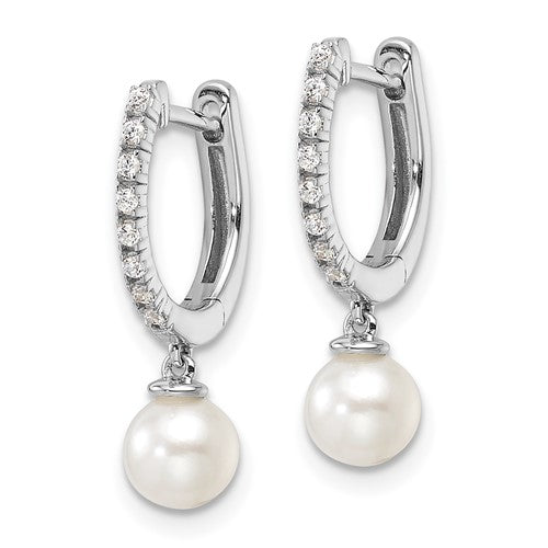 ANTOINETTE - The Diamond Drop Pearl Hoop Earrings