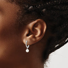 Load image into Gallery viewer, ANTOINETTE - The Diamond Drop Pearl Hoop Earrings
