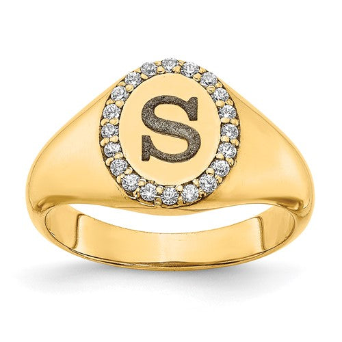 DUSTIN - The Initial Diamond Oval Classic Signet Ring