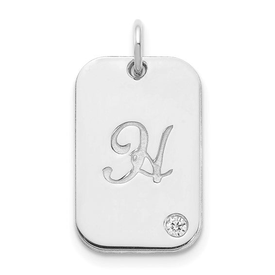 HEAVEN - The Initial Dog Tag With Diamond Charm Necklace