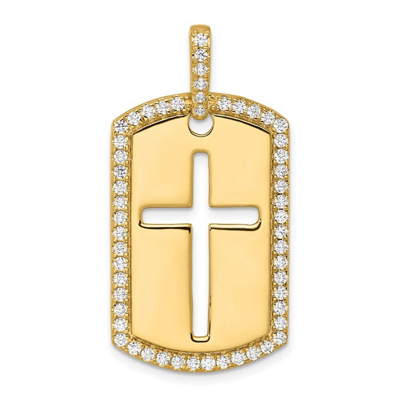 SAMMY Cross Dog Tag Pendant Diamond Frame